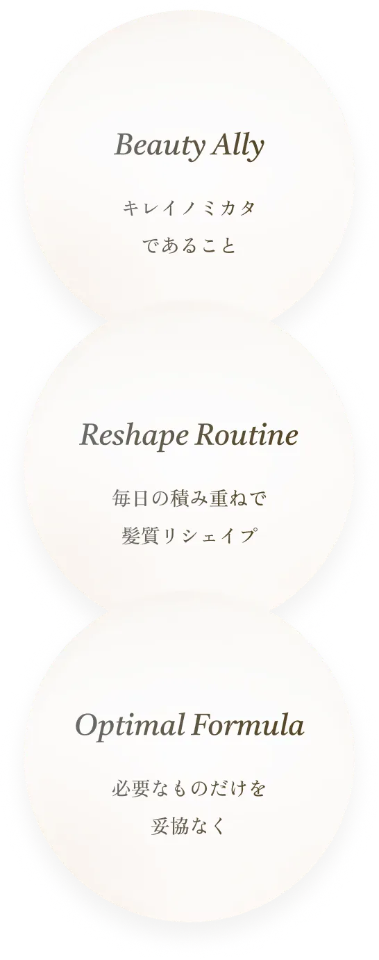 キレイノミカタであること 毎日の積み重ねで髪質リシェイプ 必要なものだけを妥協なく
